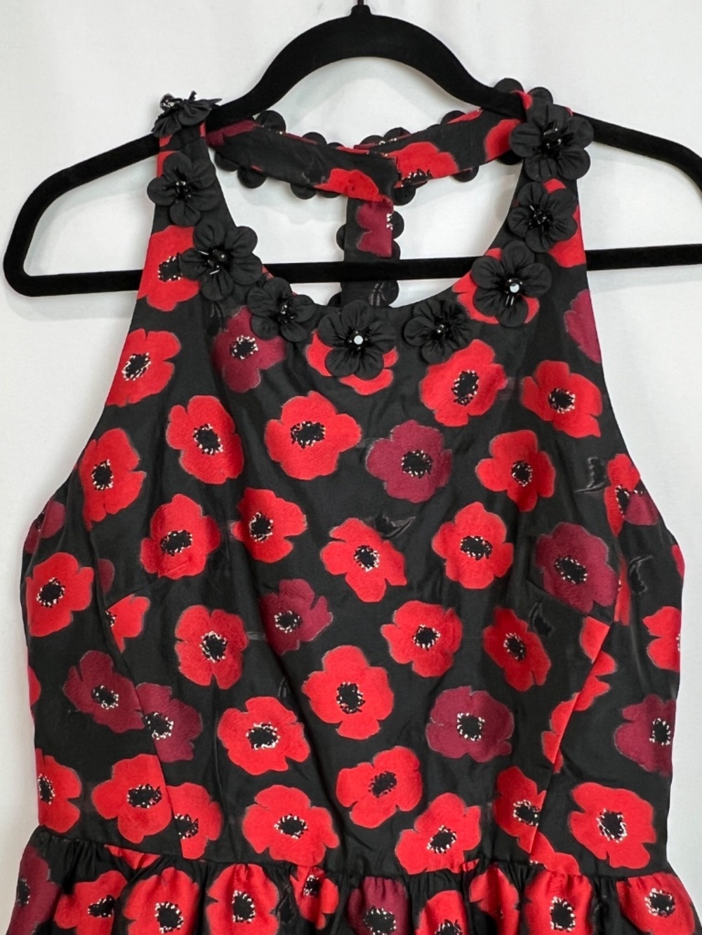 Kate Spade T-back 3-d Poppy Appliqué Jacquard Dress Sz 14 - Picture 3 of 16